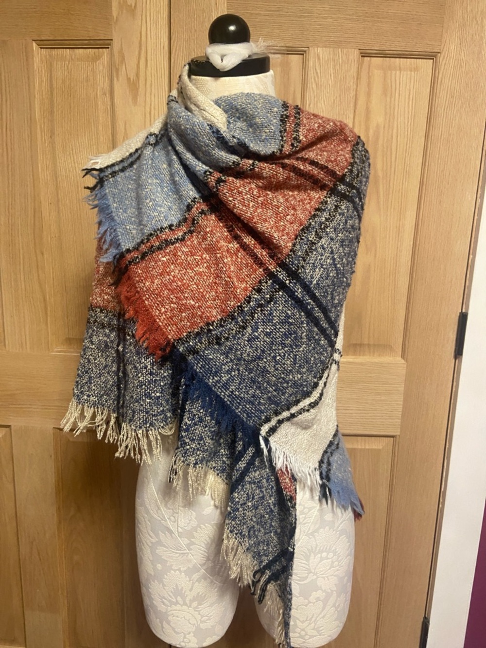 Plaid Shawl, Scarf, Sarong